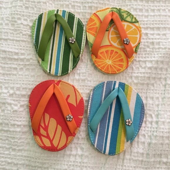 Carrie And Co Other - Drink wear Flip Flop Glass Coasters.  Set Of Four